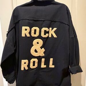 DAVI & DANI Black Jean Jacket with Gold Lettering
